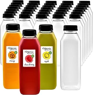 16 oz Plastic Bottles With Lids | Clear Water Bottles | BPA Free Reusable Bottles With Lids | Empty Bottles For Juice | Plastic Clear Empty Plastic Bottles With Caps for Smoothie Pack of 20