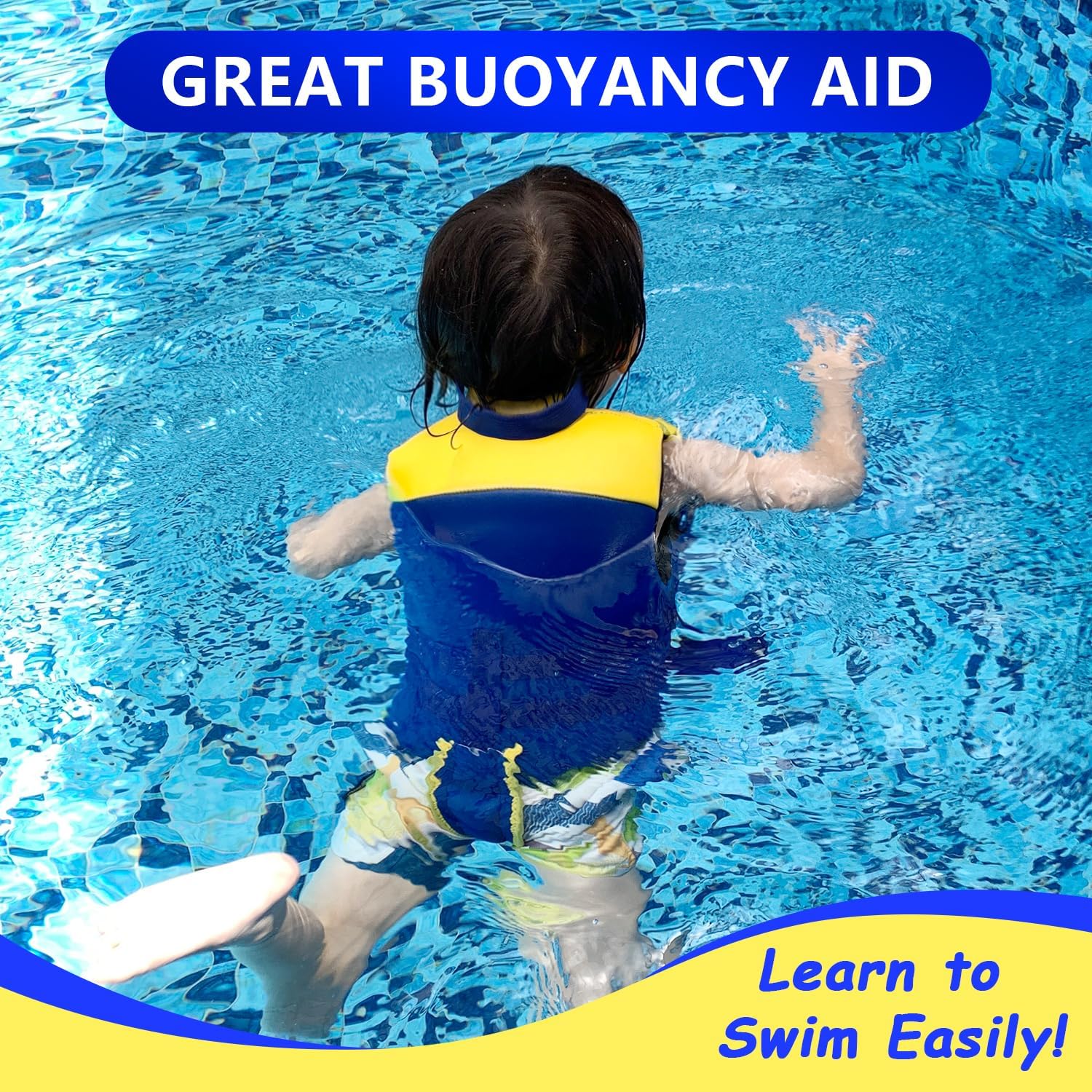 Kids Swim Vest Toddler Floaties for 24-66 lbs Boys Girls, Toddler Swim Vest with Adjustable Safety Strap, Easy On and Off Swimming Aid for Age 2-6 Years Learn to Swim