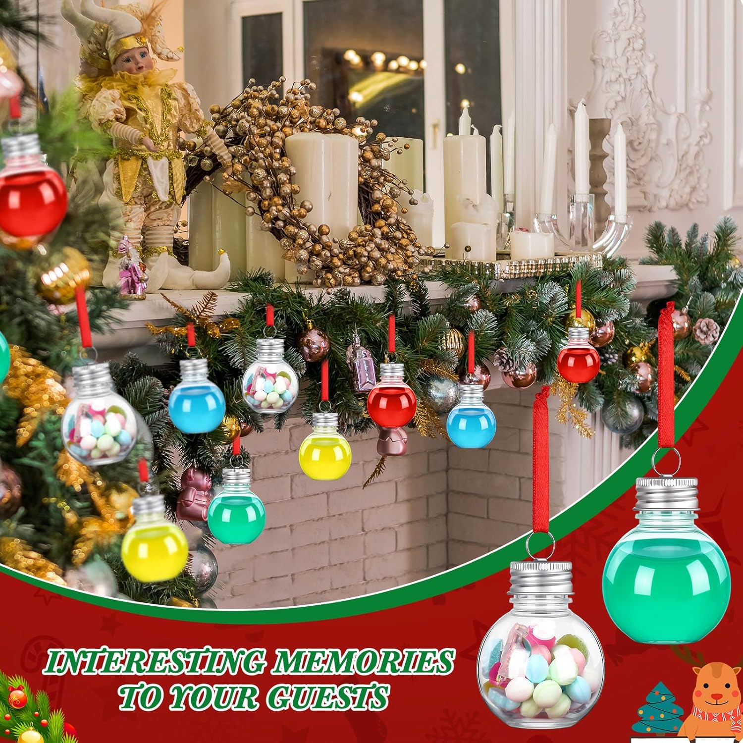 Leyndo 150 Pcs Christmas Booze Balls Plastic Fillable Ball Ornament Christmas Hanging Ornaments Water Bottle Bulbs for Home Xmas Holiday Decor (Silver)