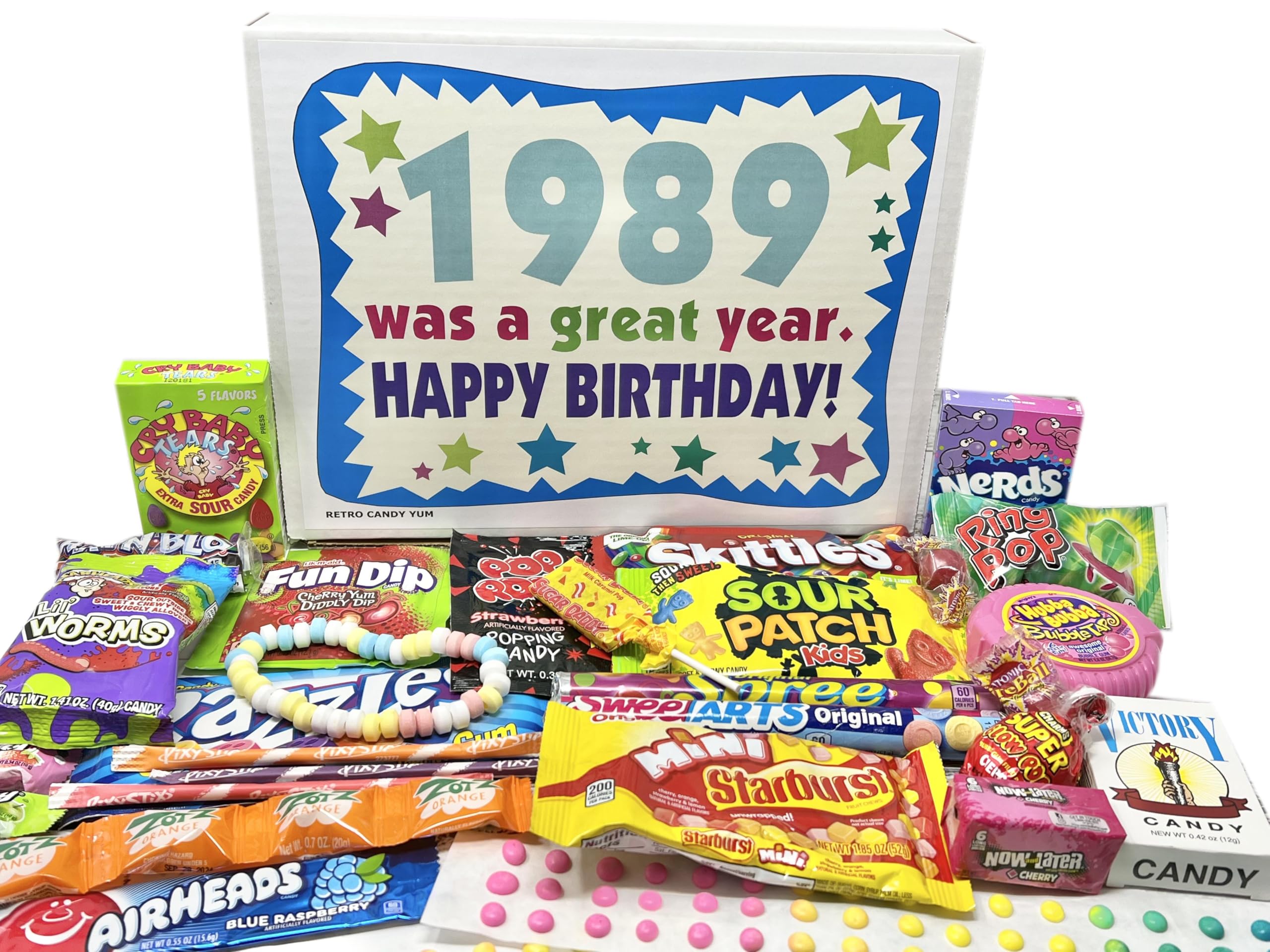 RETRO CANDY YUM ~ 1989 37th Birthday Gift Ideas Nostalgic Candy Assortment from Childhood 37th Birthday Gifts for Men and Women 1989 Candy Box