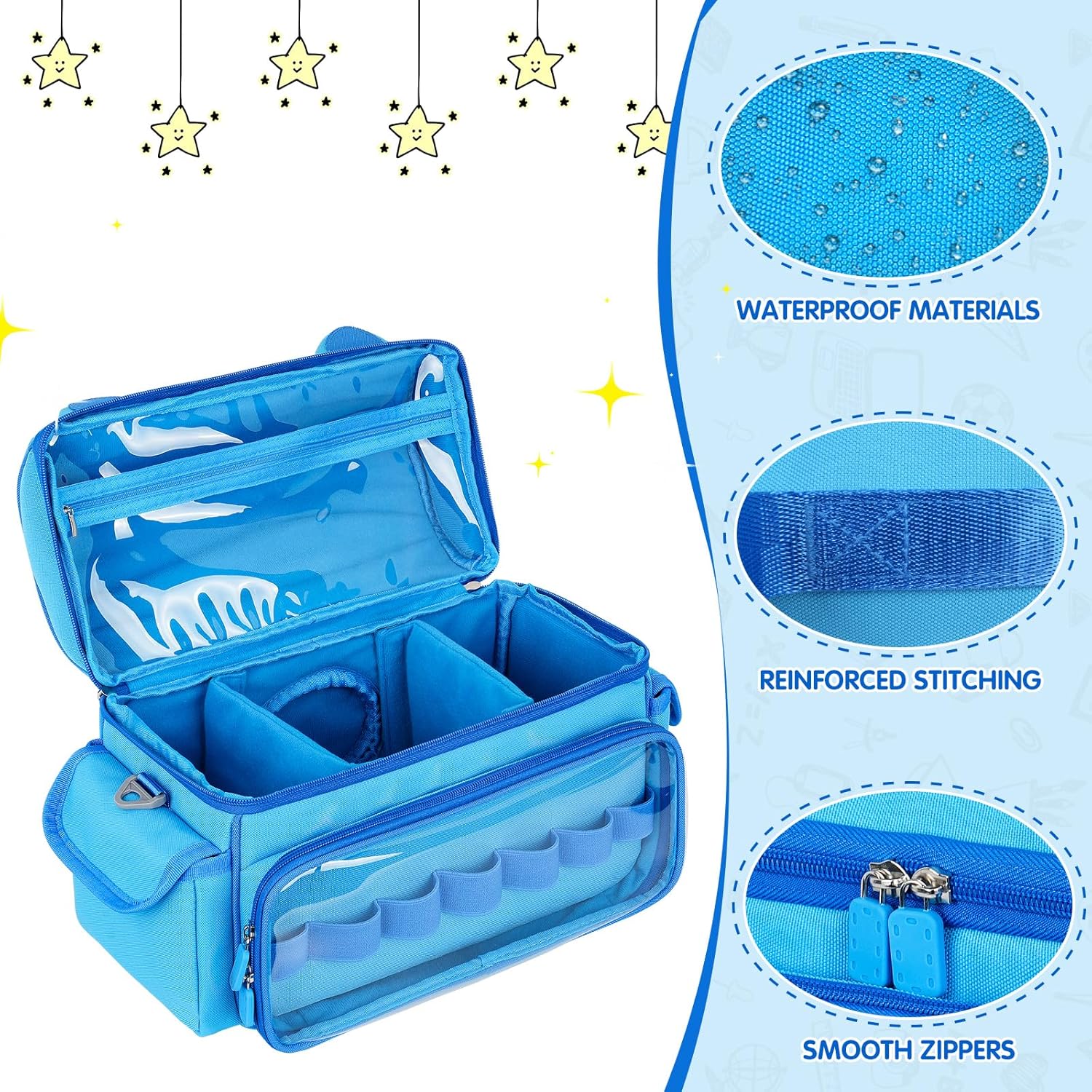 Carrying Case Compatible with Toniebox 2 & 1 Starter Set,Cute Storage Bag Fits for Tonies Figures Characters,Tonies Headphones & Accessories, Blue(Bag Only) - Image 5