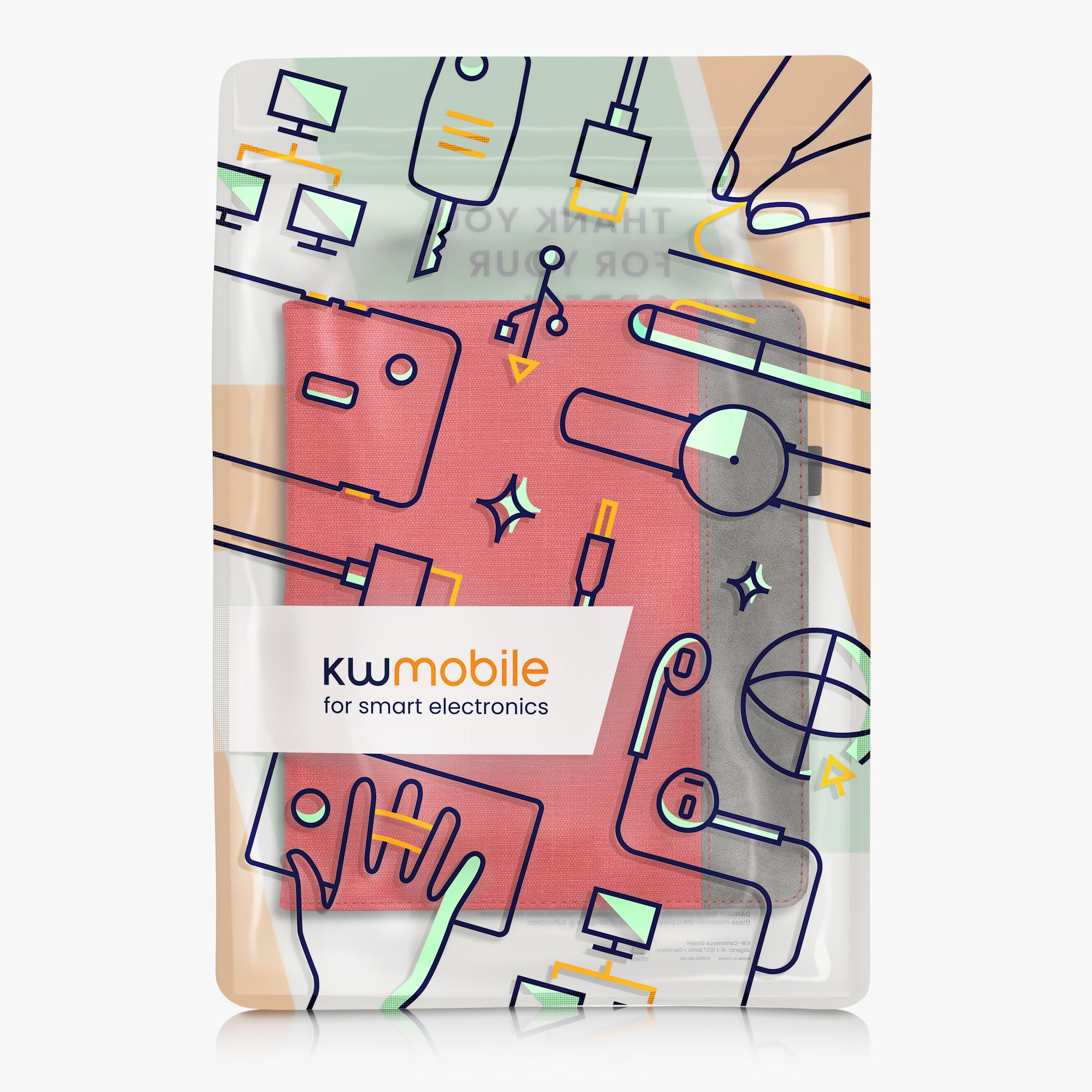 kwmobile etui kompatybilne z etui Amazon Kindle Scribe - z podstawką - E czytnik etui ze sztucznej skóry - w kolorze czerwonym/ciemnoszarym