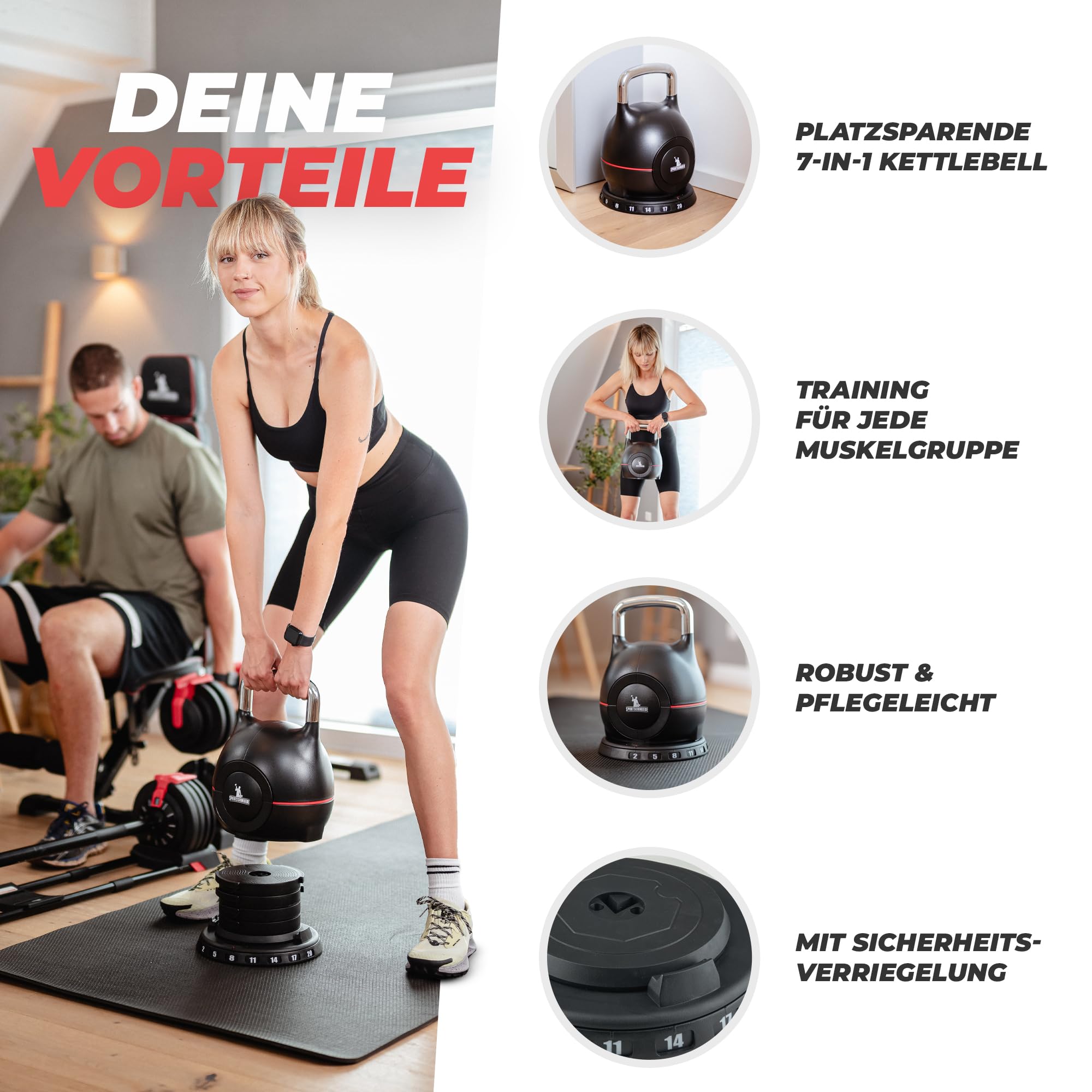 SPORTSCHMIEDE Kettlebell [Verstellbar] 2-20 kg Hanteln Set Gewichte Hantel für Home Gym | Hantelset Fitnessgeräte für Zuhause | Dumbbells Sportgeräte Zuhause Kugelhantel Gewicht Hantel Set