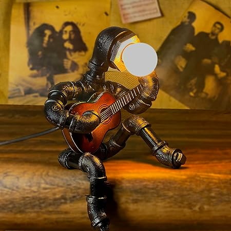 Desktop Ornament Edison Steampunk Lamp PipeMan Desk Lamp Robot
