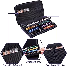 SIQUK Dice Case DND Dice Box Dice Storage Case Dice Organizer Holder with Handle Removable Slotted Tray Holds 8 Sets DND Dice for Dungeons & Dragons and Other RPG Table Games, Pure Violet