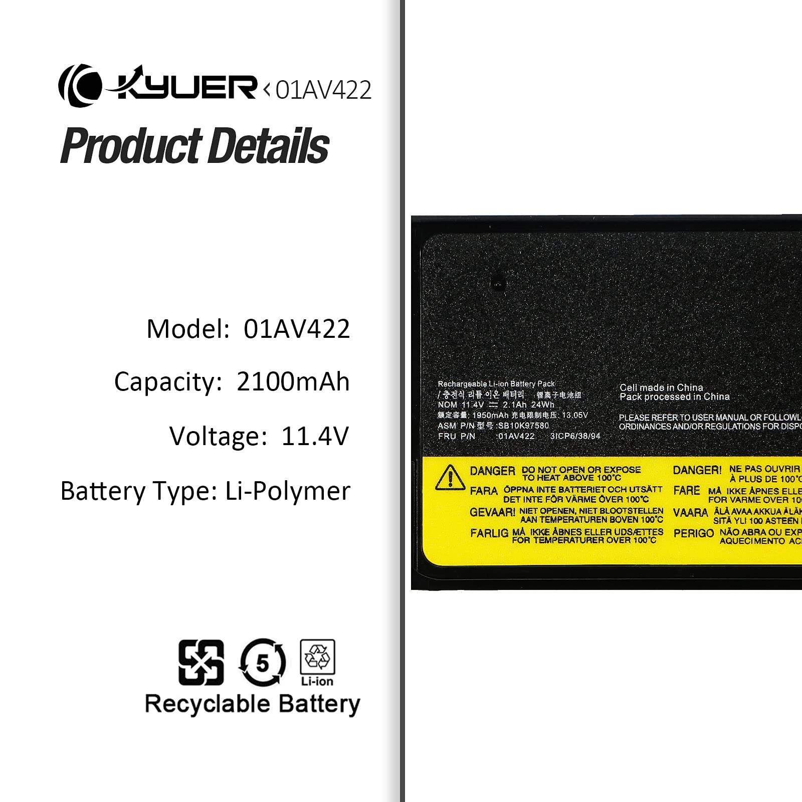 24Wh 61 61+ 01AV423 01AV422 Batterie pour Lenovo ThinkPad T470 T480 T570 T580 A475 A485 P51S P52S 25 TP25 01AV424 01AV425 01AV426 01AV427 01AV452 01AV490 01AV491 01AV492 02DL023 SB10K97580 SB10K97581