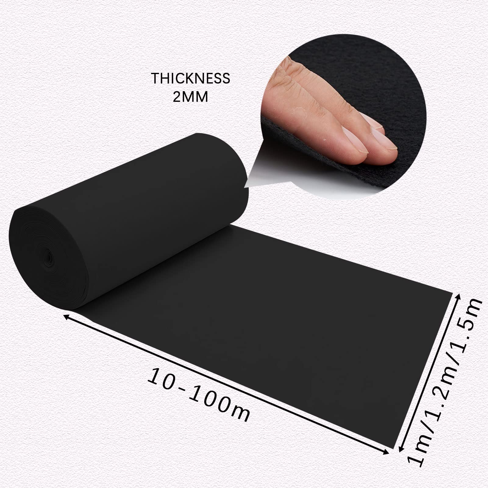 Teppichläufer für Hochzeiten, schwarz, Gangläufer, Braut, rutschfest, Flurteppiche, Rolle, Runway-Teppich, Teppichmatte für Kirchenhochzeiten im Freien, Abschlussball, Dicke 2 mm, zuschneidbar ( Size