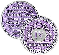 Vista 1 de Moneda de sobriedad de 4 años Chip AA Legacy Ficha de aniversario de recuperación de triplaca gruesa (lavanda)