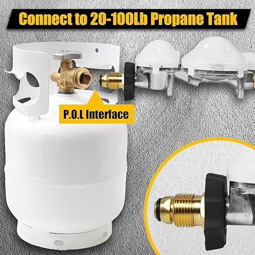 Miniatura 5 de Manguera de propano F273684 de 12 pies compatible con calentador Mr F273684 Buddy Heater F27368 manguera de propano con regulador para RV, brill,