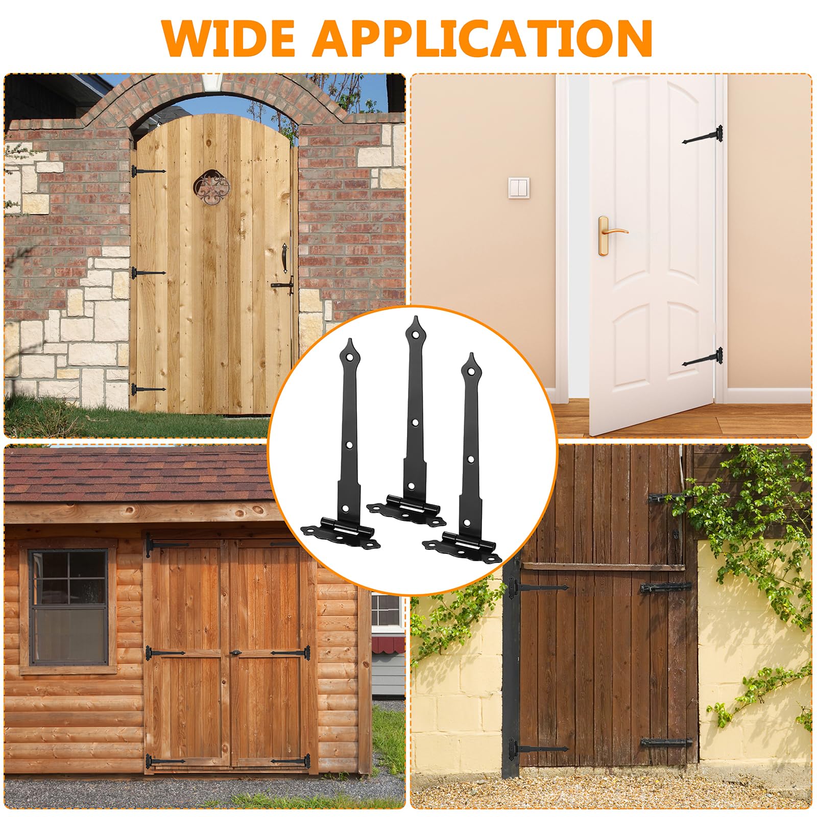 10 Cerniere A T Per Porte Pesanti - 150 Mm, Ferro Zincato, Con 70 Viti - Foto 8