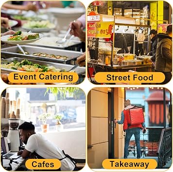 ASelected 50Pcs Takeaway Boxes Kraft Takeaway Food Boxes 12X15X6.6Cm Biodegradable Brown Food Boxes For Sandwich, Cheesecake, Burger,Party Leftovers(1400 Ml)