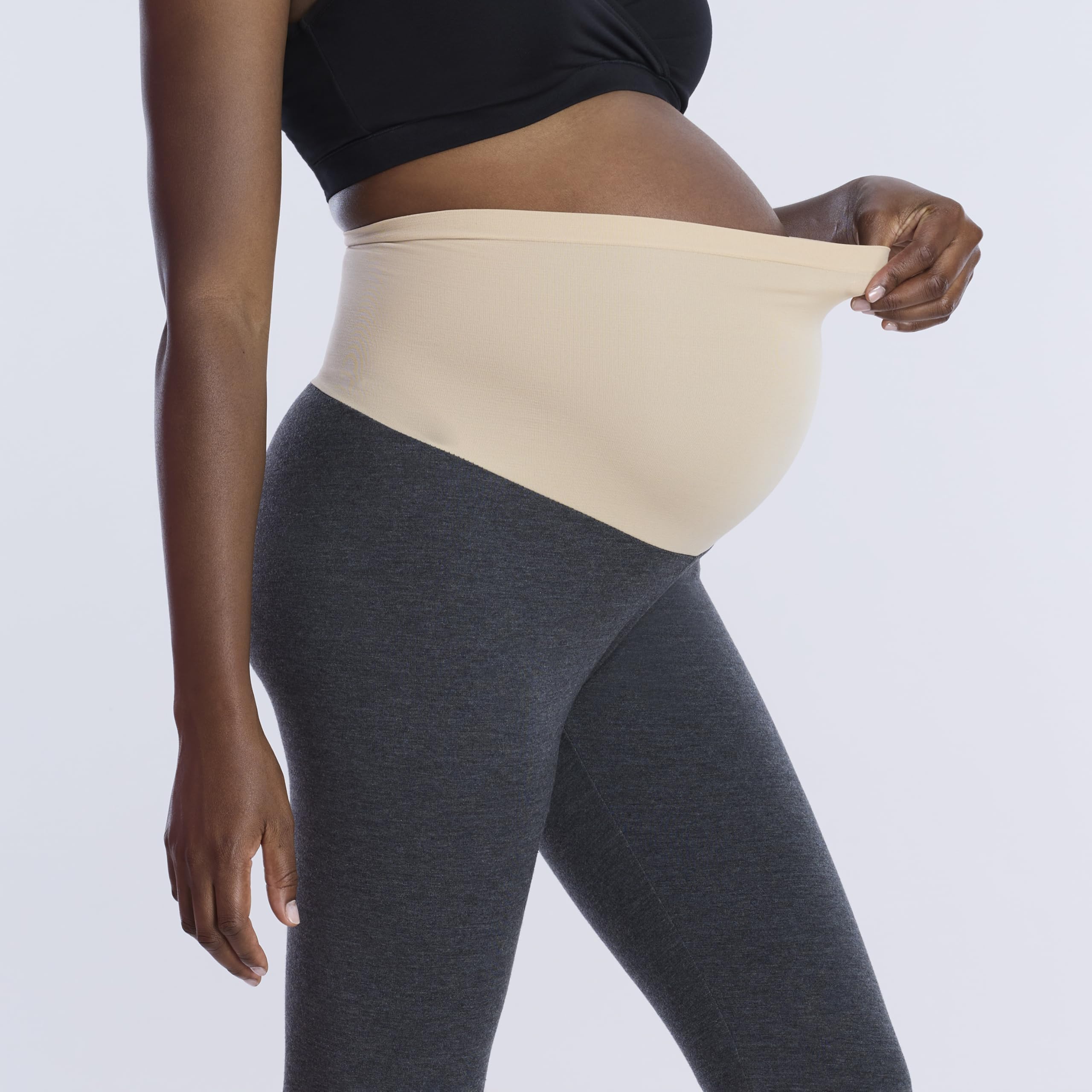 Motherhood Maternity Leggings Premaman Essenziali Elasticizzati da Donna, Carbone, M