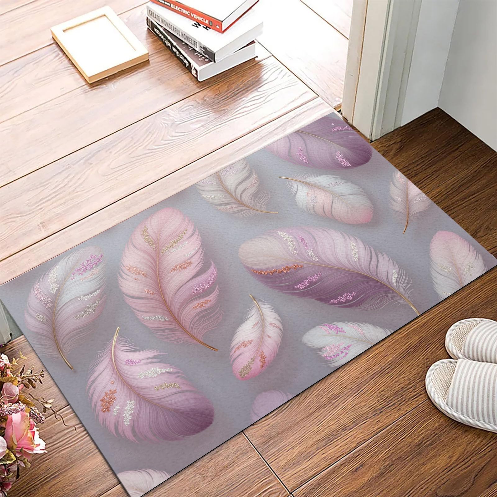 Tapis style illustration artistique lavable avec paillasson de qualité