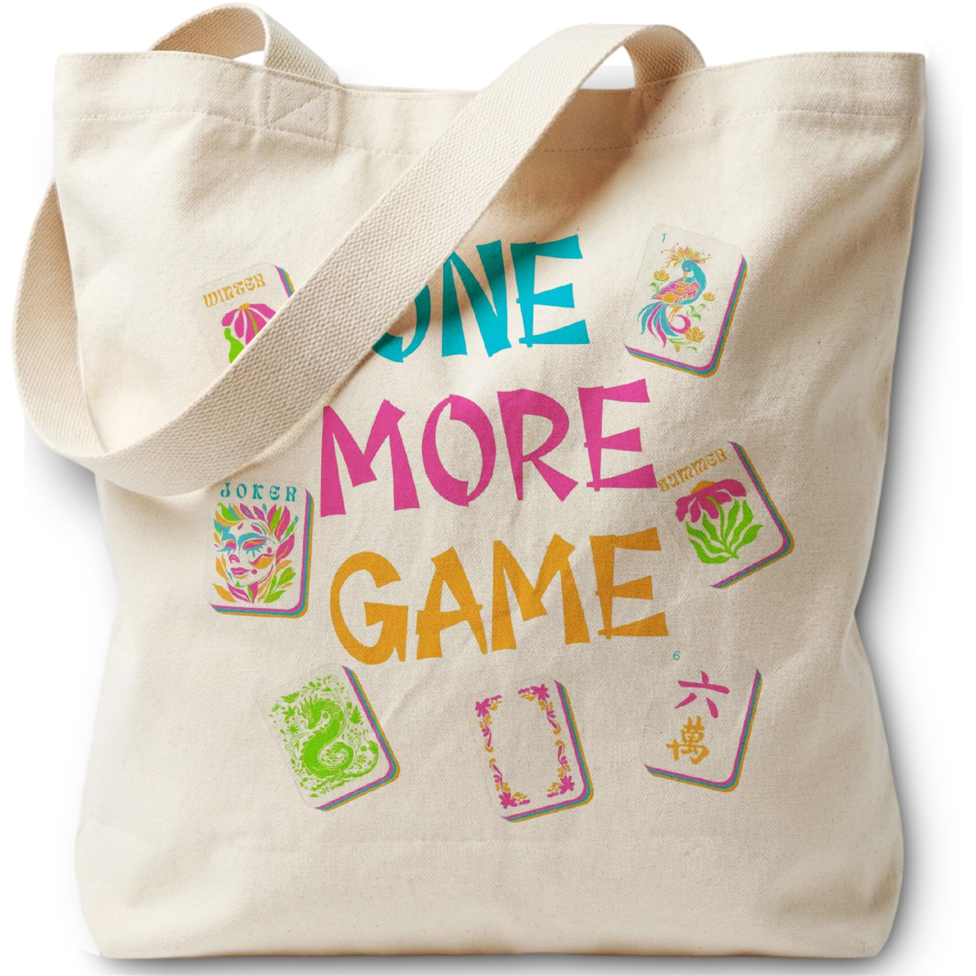 Mahjong Tote Bag for Women Canvas Bag for Women Grocery Shopping Travel Gym Weekender Vacation Womens Work Tote