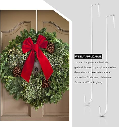 Miniatura 6 de Hotop Ganchos de corona de 15 pulgadas para puertas delanteras, ganchos de acero para colgar la ropa, toallas, ganchos para colgar sobre la puerta,