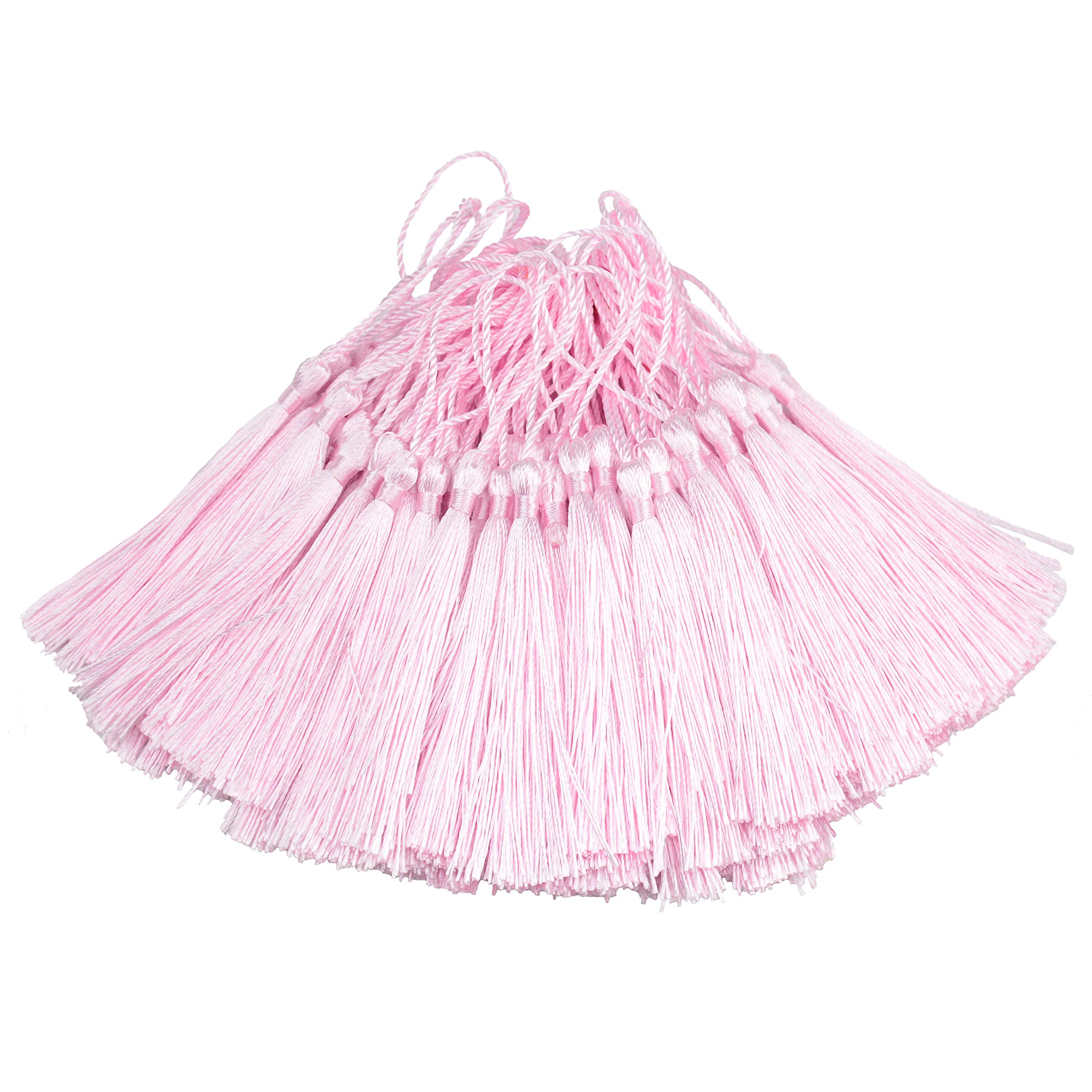 100Pcs 5 Inch Silky Bookmark Tassels for Jewelry, Souvenir(Water Pink)