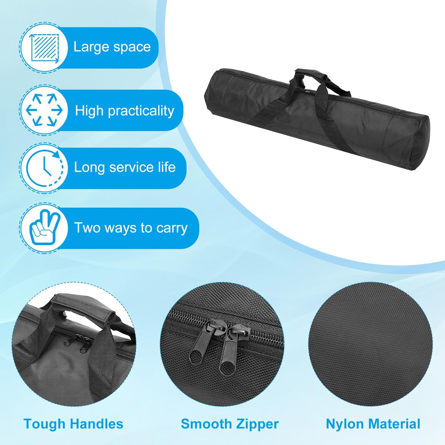 PATIKIL Tripod Carrying Case, 31.5" x 7.1" Heavy Duty Oxford Cloth Padded Tripod Bag with Handles for Light Stands Umbrellas Tripods Mic Speaker Stand, Black