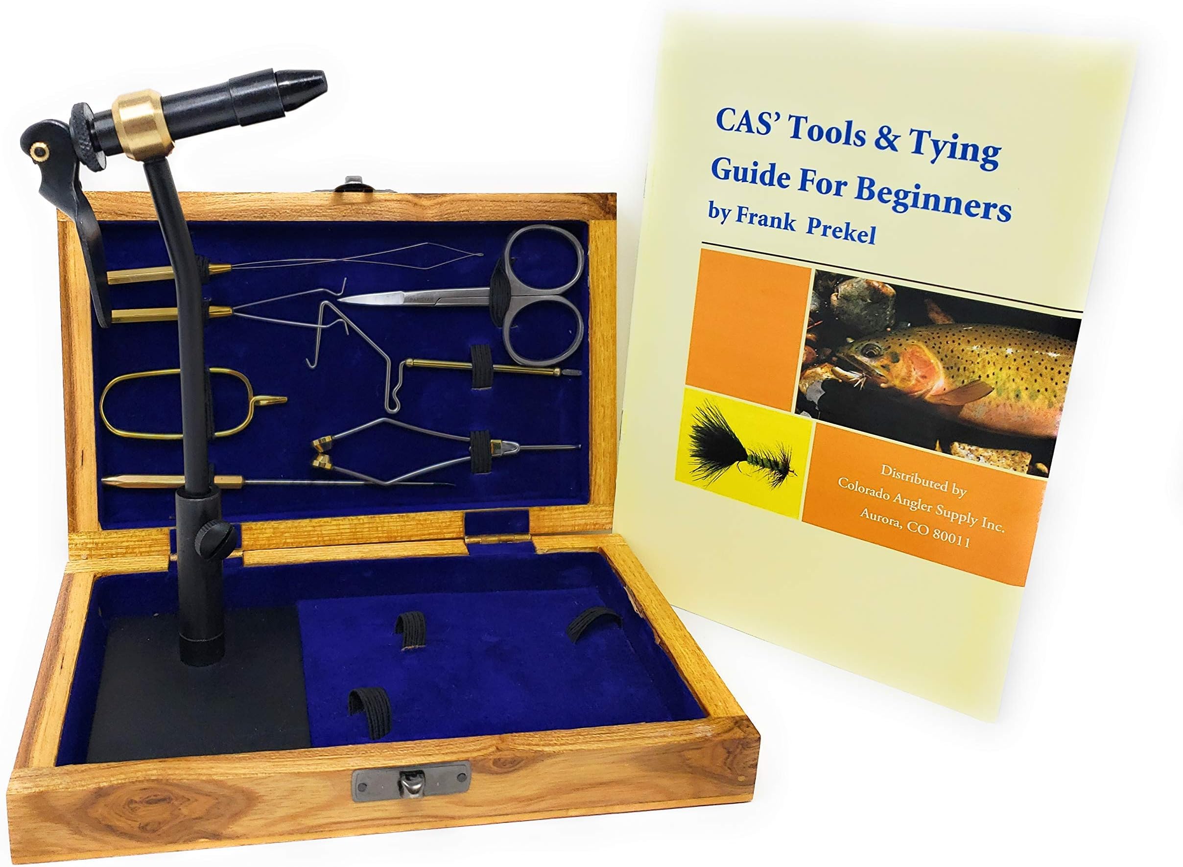 Colorado Anglers Z797 Wooden Fly Tying Standard Tool Kit, Fly Fishing Vise, Bobbin, Threader, Bodkin, Dubbing Twister, Hackle Pliers, Scissors, Whip Finisher