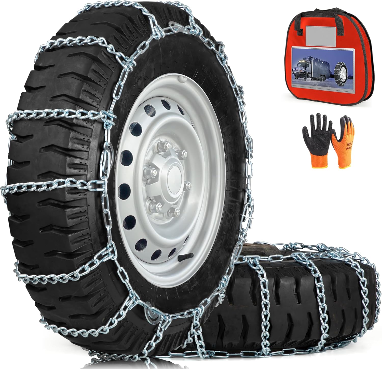 Snow Chains, Thickened and Wear-Resistant High Carbon Steel Anti Slip Tire Chain for Light Truck, Pickups, and SUVs, Set of 2 (220265) 220265 - 25.1LB