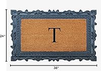 Vista 3 de A1HC - Felpudo con monograma de goma natural y fibra de coco de 24 x 36 pulgadas para puerta delantera, antidesprendimiento, duradero, para entrada