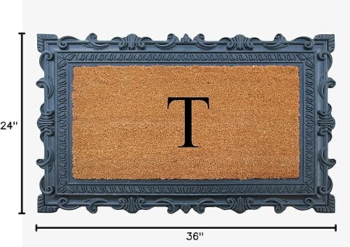 Miniatura 3 de A1HC - Felpudo con monograma de goma natural y fibra de coco de 24 x 36 pulgadas para puerta delantera, antidesprendimiento, duradero, para entrada