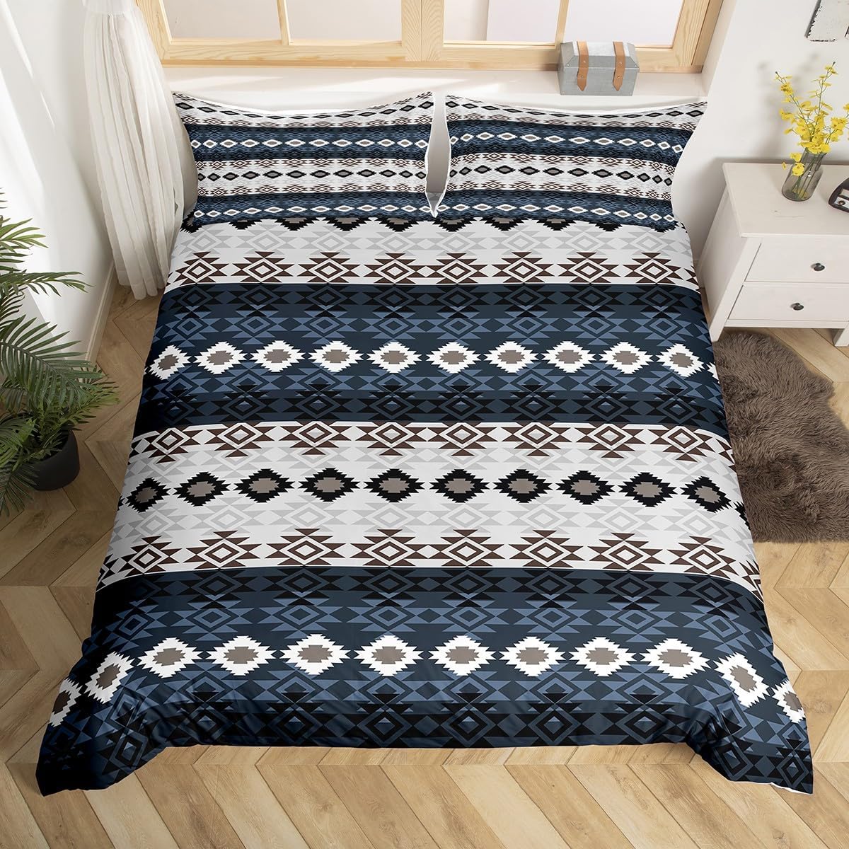 African Woman Themed Duvet Cover Brown African Pattern Bedding Set Ethnic Afro Giraffe Comforter Cover for Women Adults Room Decor Black Palm Tree Print Bedspread Cover King Size With 2 Pillow Case