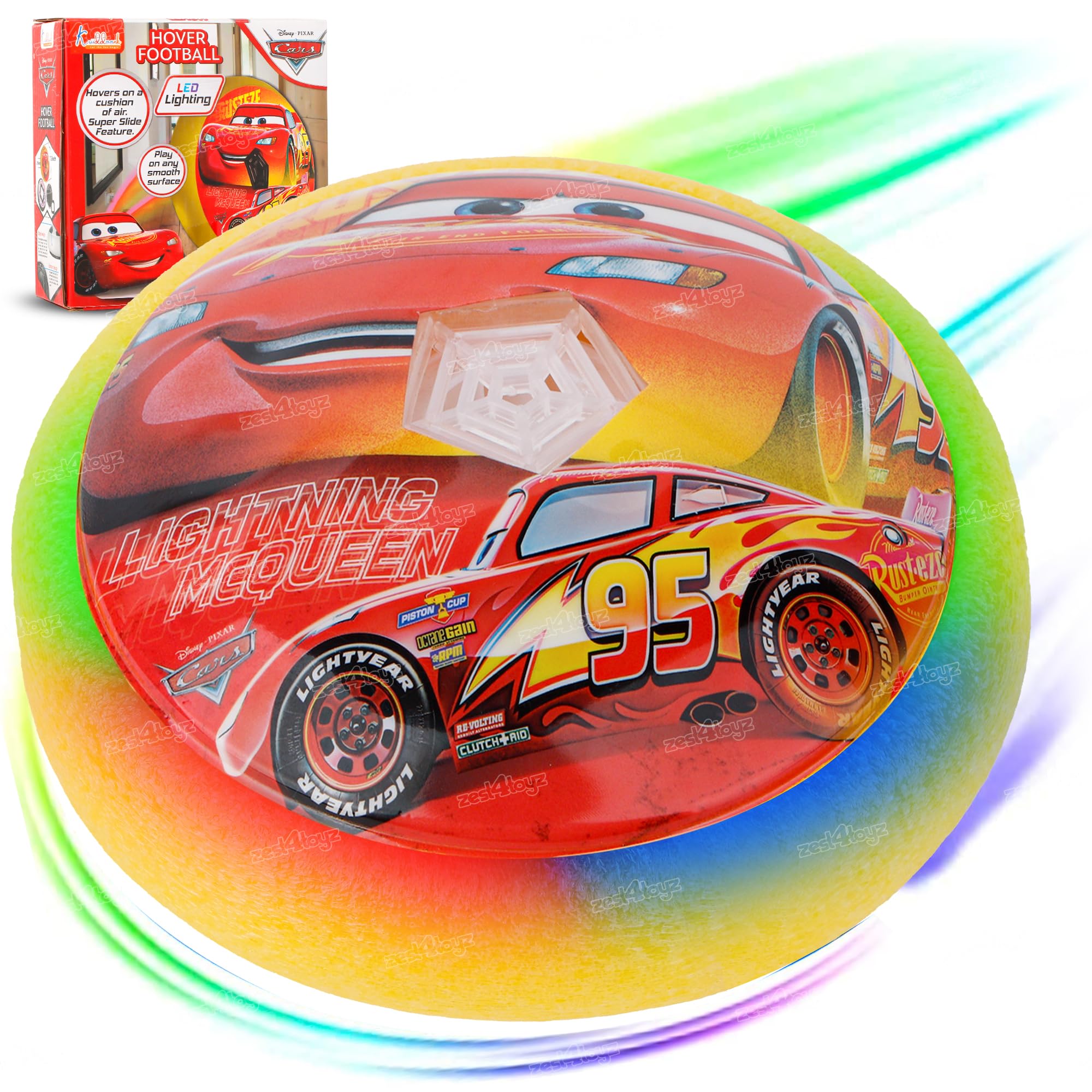 Zest 4 Toyz Hover Football for Kids with LED Lights Floating Football with Soft Foam Bumper Air Power Soccer Disc Toy Indoor and Outdoor Activity Game for Boys and Girls- Age 2 to 10+