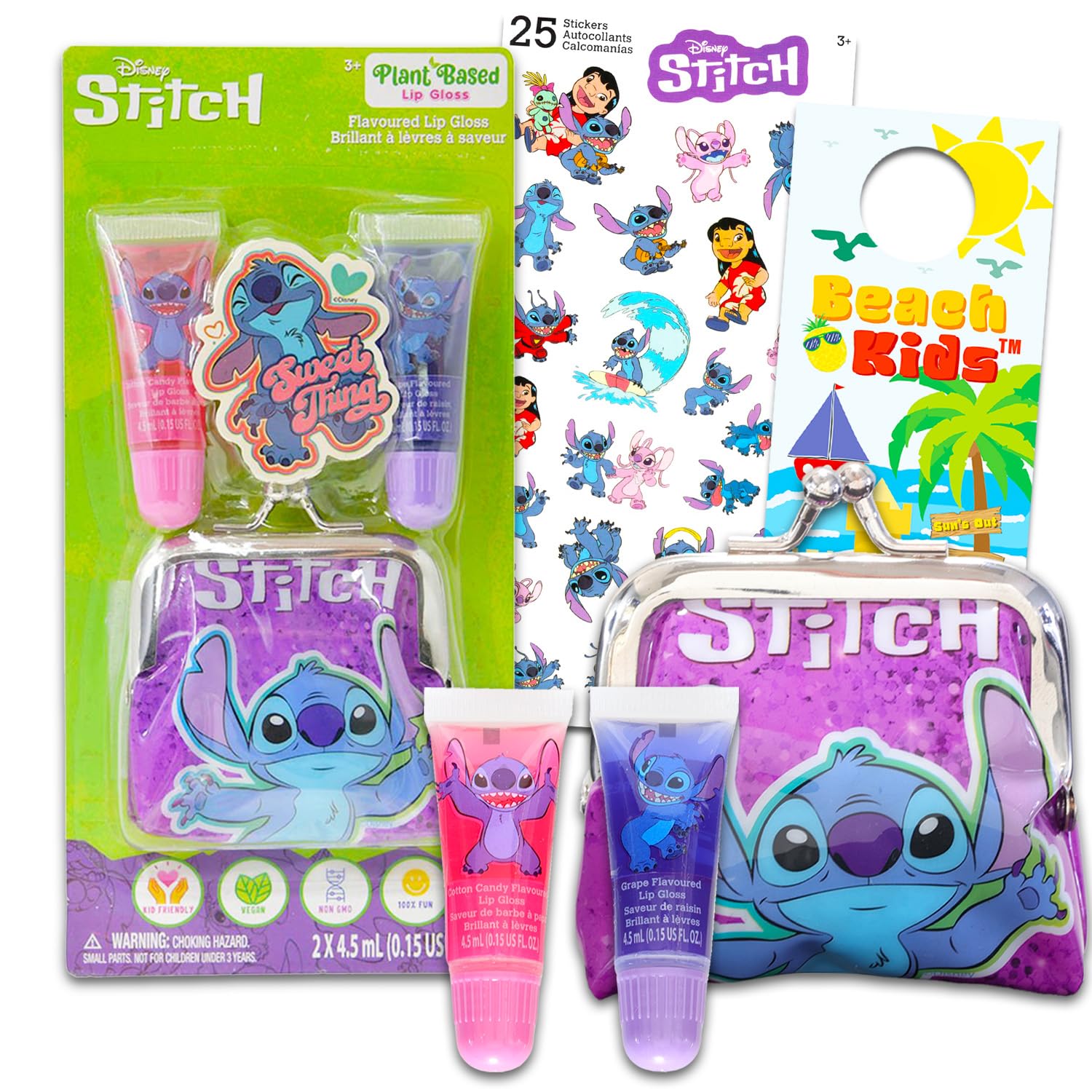 Stitch Lip Gloss Tubes - Bundle with 2 Lilo Stitch Lip Gloss in Assorted Flavors for Party Favors