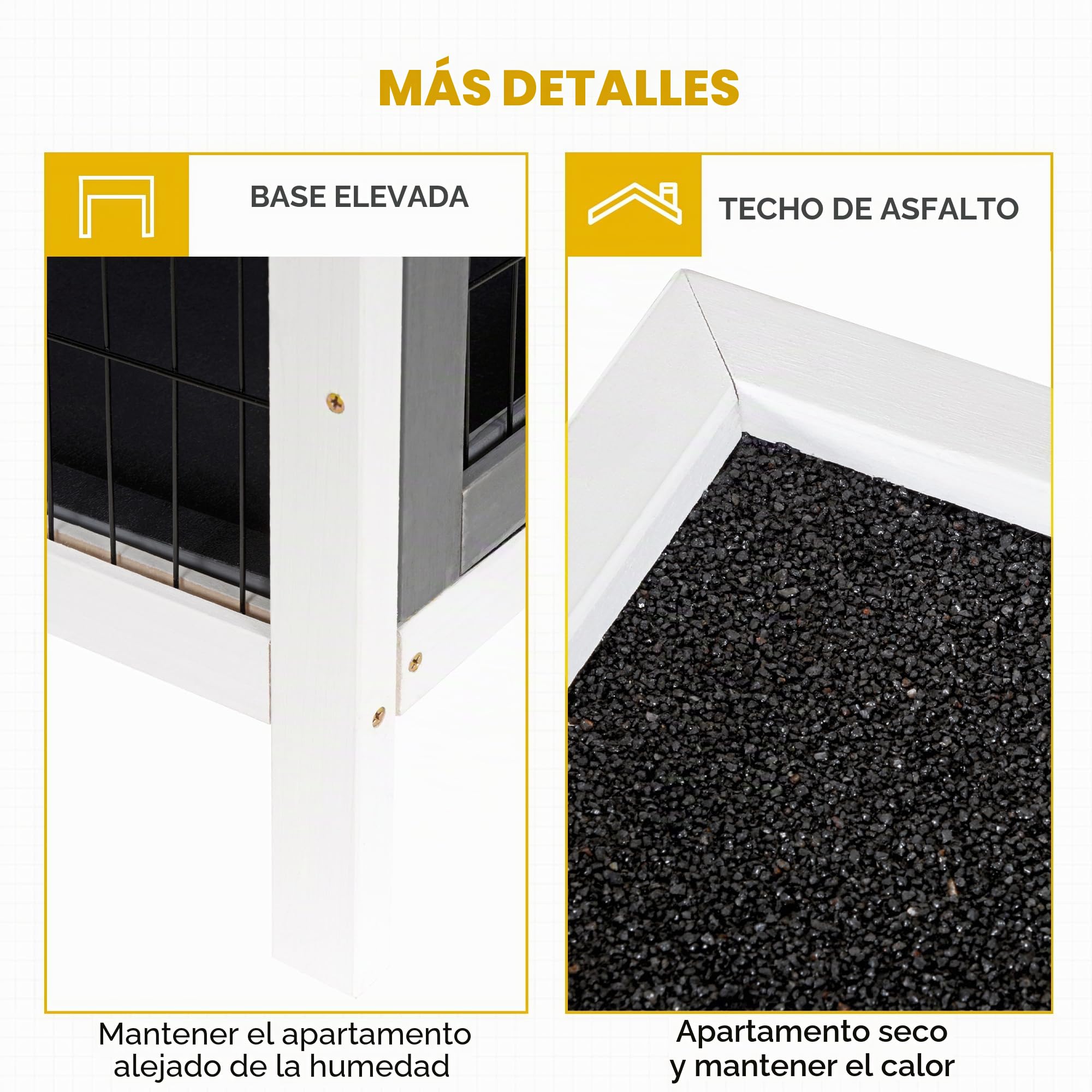 PawHut conejera 2 Niveles conejera de Madera Maciza a Prueba de Invierno casa de Dos Pisos con bandejas en el Suelo 136,4 x 50 x 93 cm Jaula para Conejos conejera para Animales pequeños Conejos de