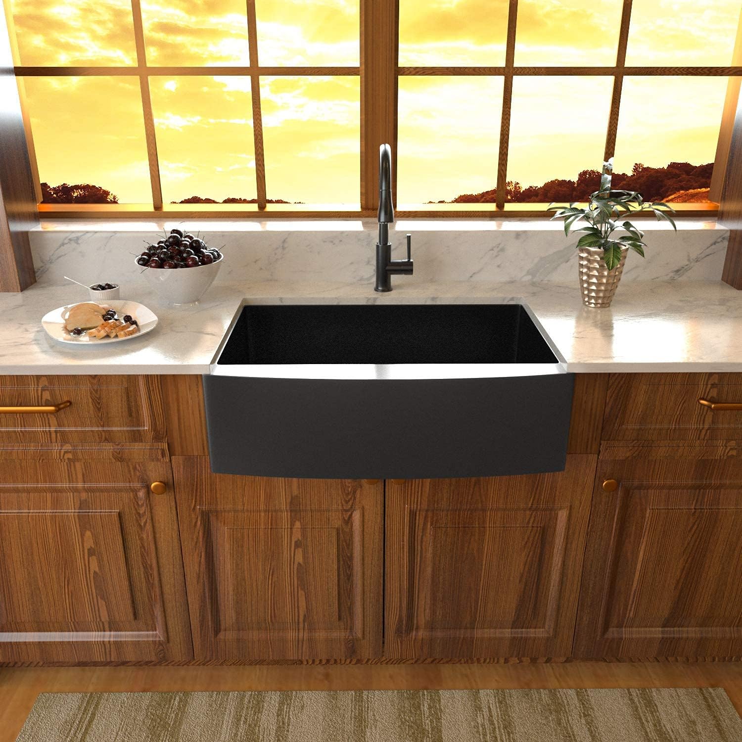 Hоttеѕt Sаlе 30 Farmhouse Sink - Sarlai 30x22 Kitchen Sink Gunmetal Black Farm Sink Apron Front 16 Gauge Stainless Steel Deep Single Bowl Kitchen Farmer Sink
