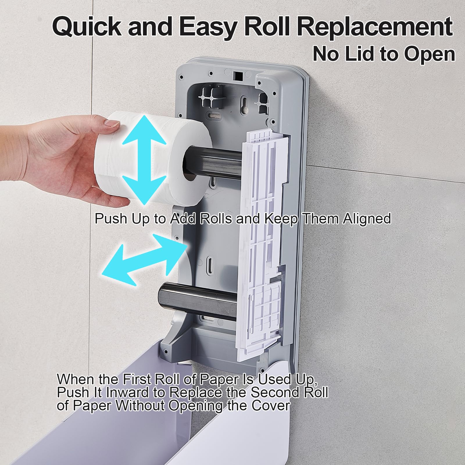 Pollock Dispensador de Doble Rollo de Papel Higiénico, Montaje en Pared, Gran Capacidad, Blanco