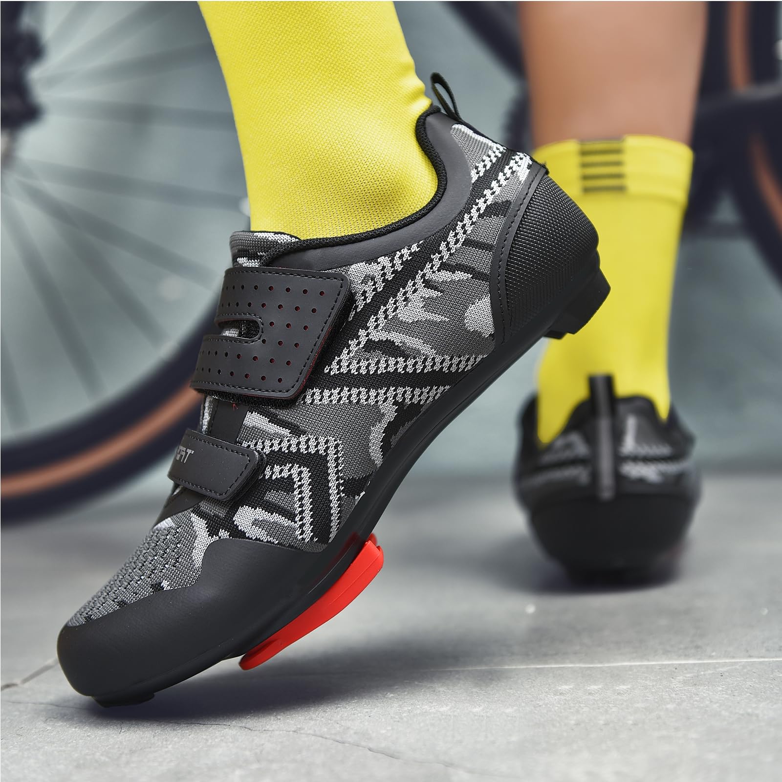SDEQA Fahrradschuhe Herren Radschuhe Damen Atmungsaktive Kompatibel mit Peloton Look SPD SPD-SL Delta Lock Pedal Radsportschuhe Spin MTB Schuhe