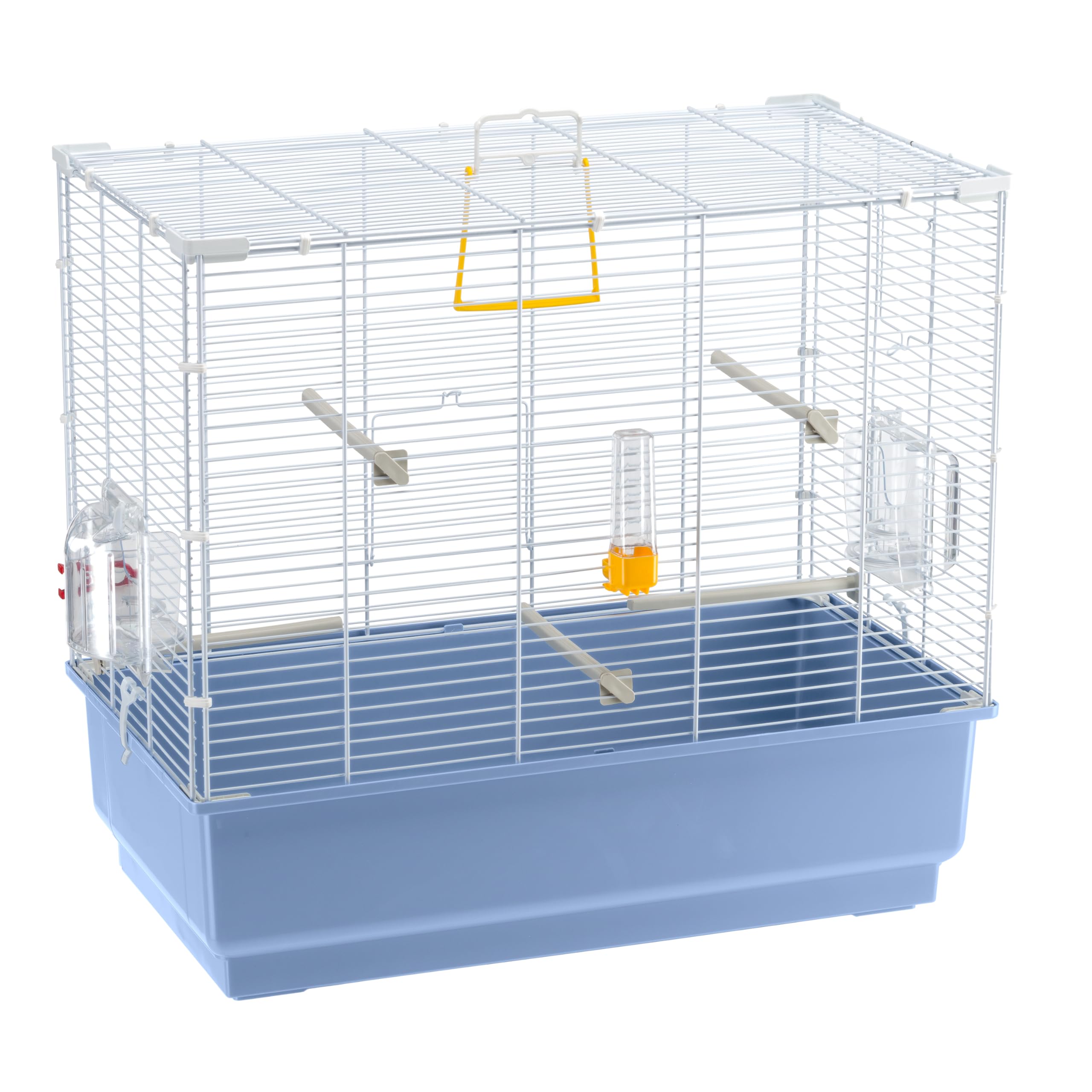 Ferplast Cage à Oiseaux Piano 4 Grande Cage pour Canaris, Pinsons, Perruches Ondulées, Inséparables, Accessoires Inclus, 59 x 33 x h 55 cm, Blanc