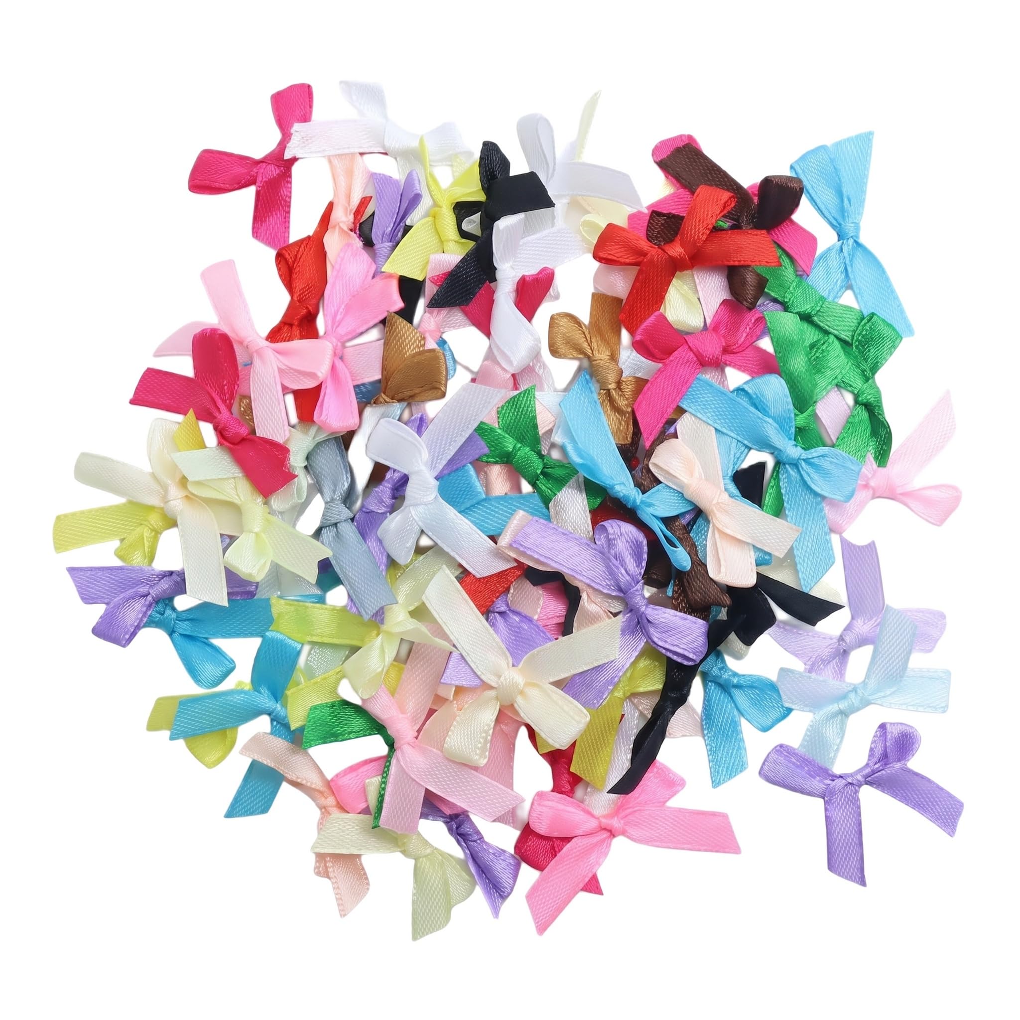 Mini Bow Gift Wrapping Ribbons - 100 Pack, Mixed Colour Ribbon Bows for Crafting Small Bow Ornaments for Crafts, Tree Decor & Gifts (Dark Color)