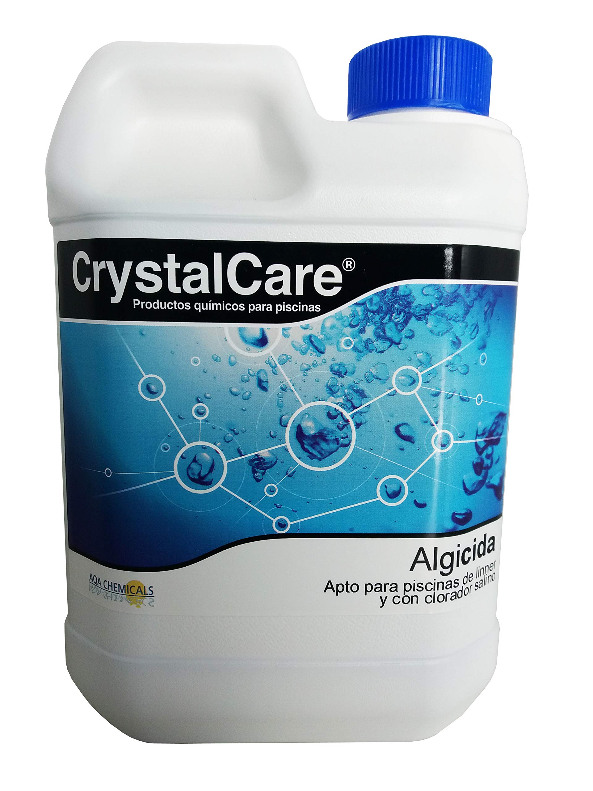 Algicida CrystalCare previene y Elimina Algas en Piscinas, Fuentes públicas, SPAS, Jacuzzis... Antialgas Botella 2 Lt.