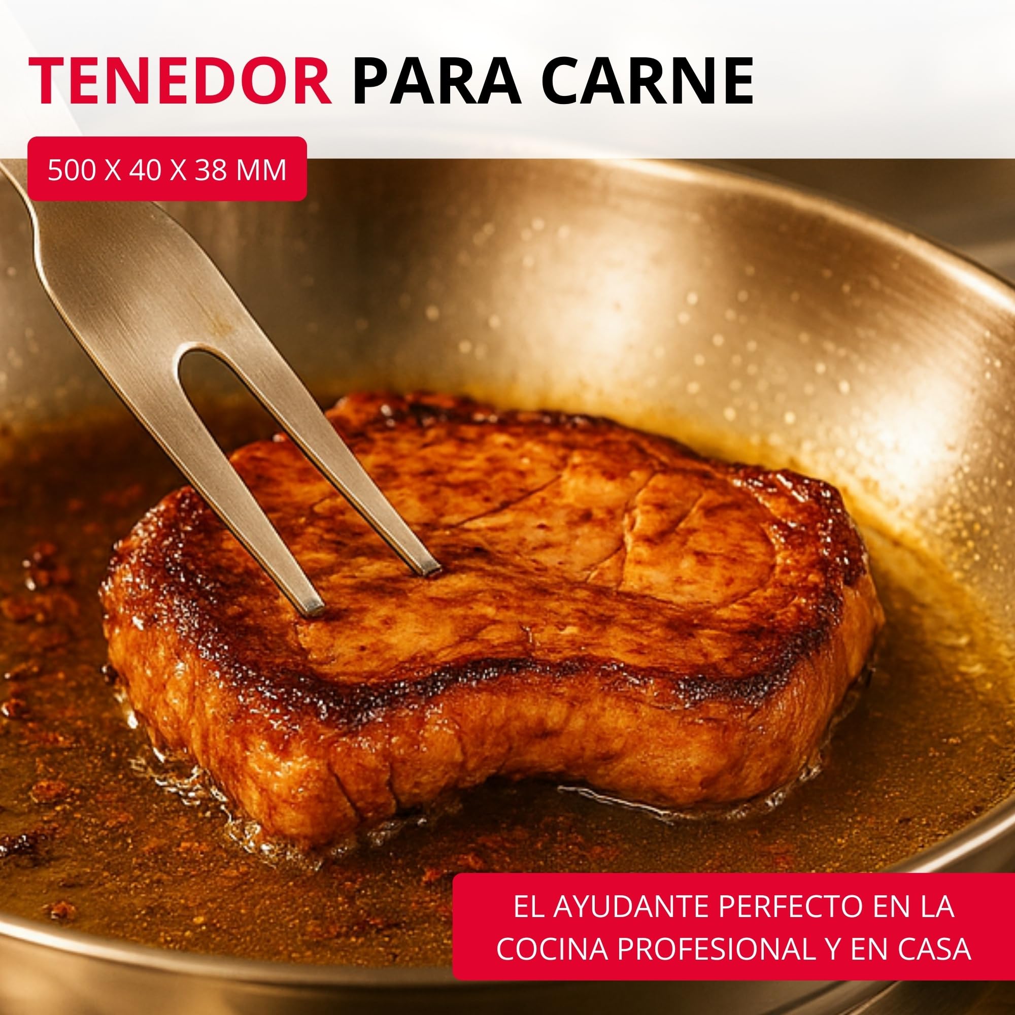 Westmark Meat Fork Pro, Tenedor para trinchar de acero inoxidable con púas largas y ganchos para colgar, óptimo para asar, asar y cocinas profesionales, Plata, 38 cm