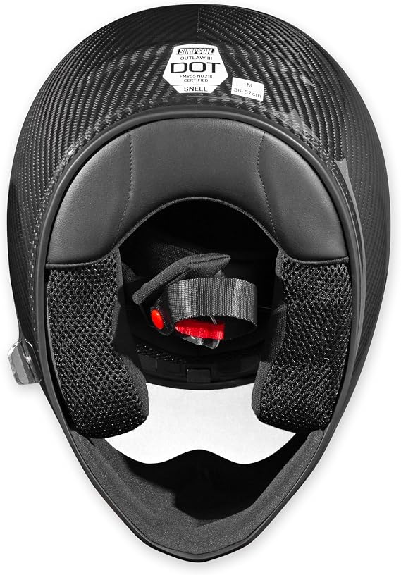 Simpson Outlaw Bandit 3 Motorcycle Helmet - Carbon Fiber - XS | Full Face with Clear 4 Position Racheting Visor Shield | Lightweight | Vented | DOT/Snell M2020 Approved for Street & Track (OB3CXS)