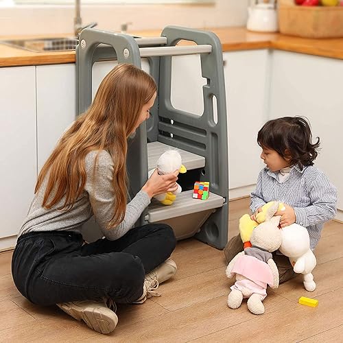 Miniatura 3 de SDADI Taburete infantil con tres alturas ajustables, gris