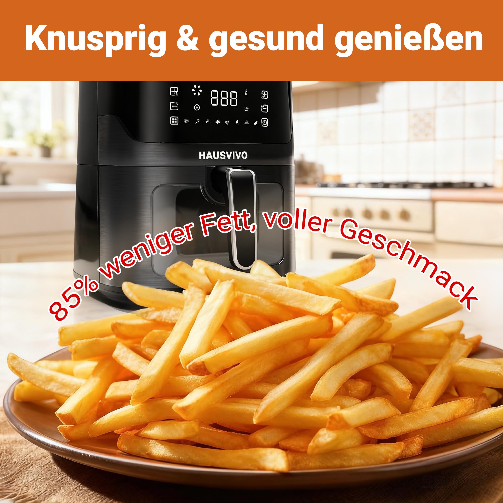 Friggitrice ad aria calda 6,5 l Airfryer XL con finestra e touch screen, friggitrice da 1600 W senza grasso, 8 programmi, senza BPA, lavabile in lavastoviglie, per 2-6 persone, cottura dal