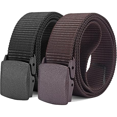 2-Pack Tactical Nylon Military Web Belt with Plastic Buckles