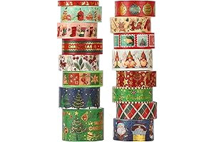 16-Roll Christmas Washi Tape Set: Your Holiday Crafting Companion