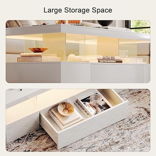 Miniatura 8 de ChooChoo Juego de mesa moderno de 2 piezas para sala de estar, incluye centro de entretenimiento de alto brillo, soporte de TV para TV de hasta 65