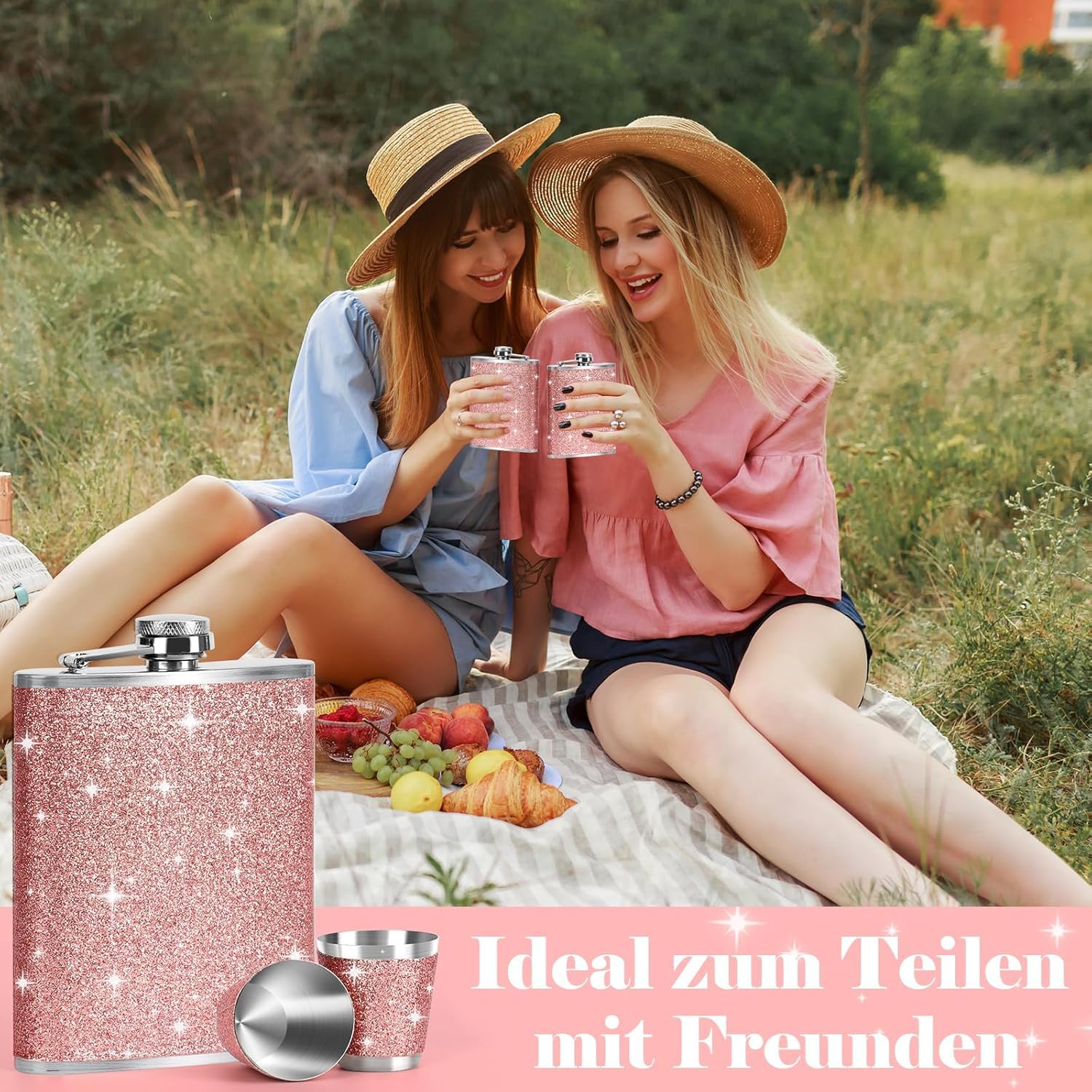 Piersiówka ze stali nierdzewnej i lejek mały kubek różowy kubek do wódki z 2 sztukami kieliszków do wódki stal szlachetna piersiówka skóra 8oz/240 ml Hip Flask na podróż JGA impreza jako prezent