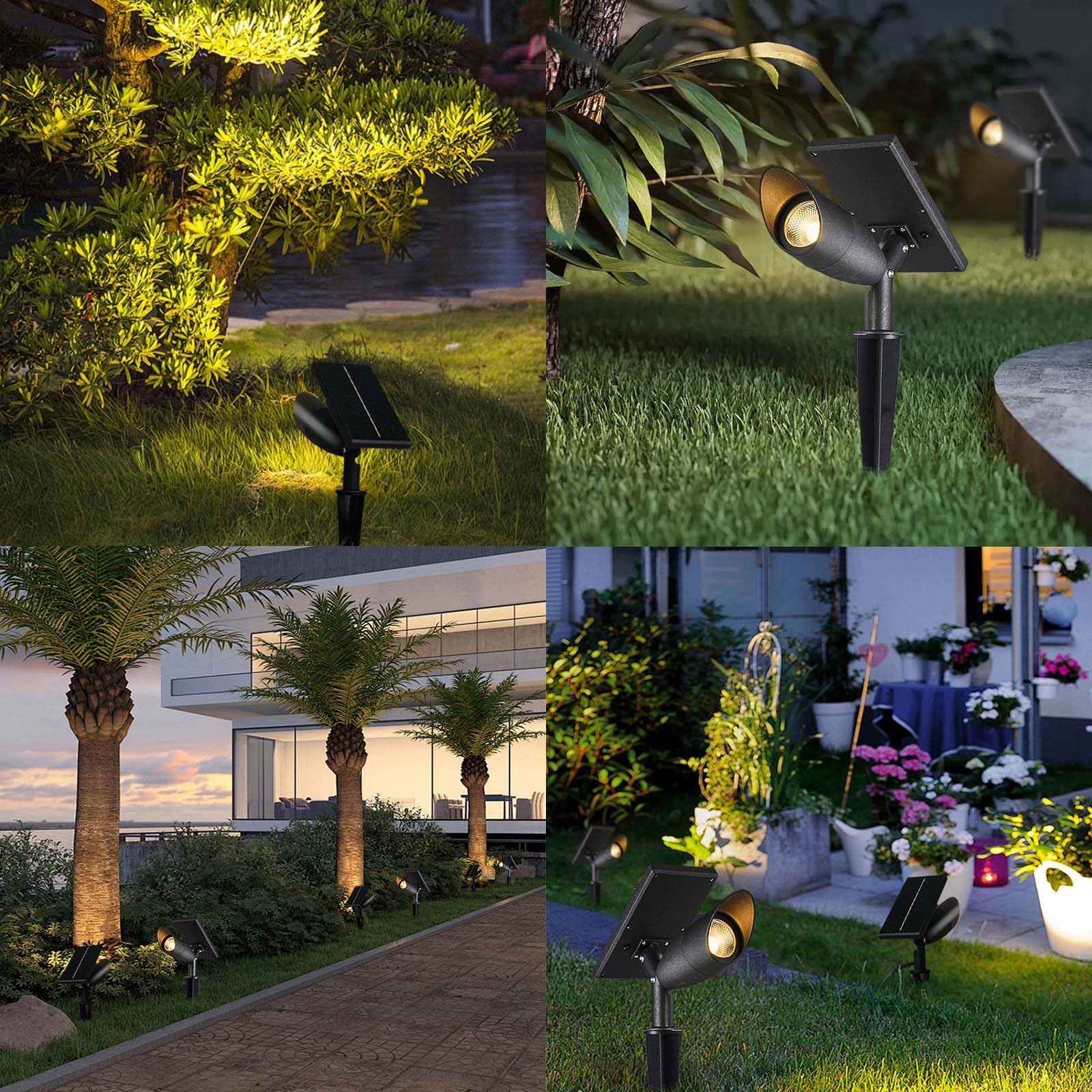 Faretti solari per esterni, impermeabili, illuminazione paesaggistica a LED per prato, giardino, vialetto, piscina, lampada da terra per alberi e stagni