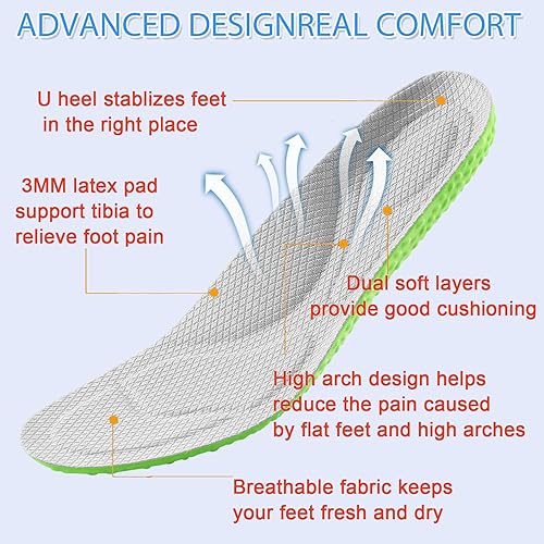 Miniatura 8 de Plantillas de zapatos para hombres y mujeres, plantillas de espuma viscoelástica, cómodas plantillas de zapatos deportivos para absorción de golpes