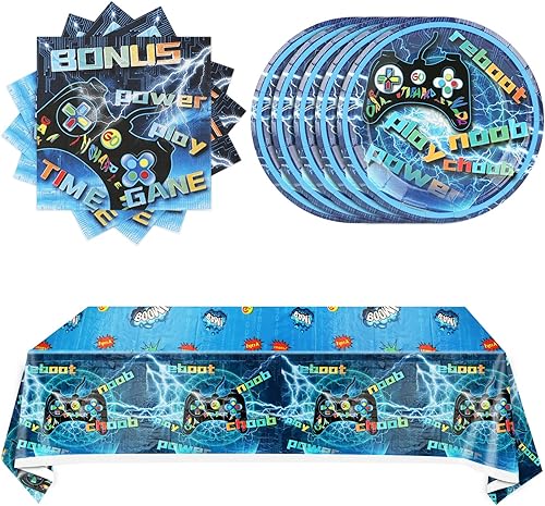 41 piezas de decoraciones de fiesta de cumpleaños de videojuegos suministros de feliz cumpleaños para juegos incluyen platos servilleta mantel para