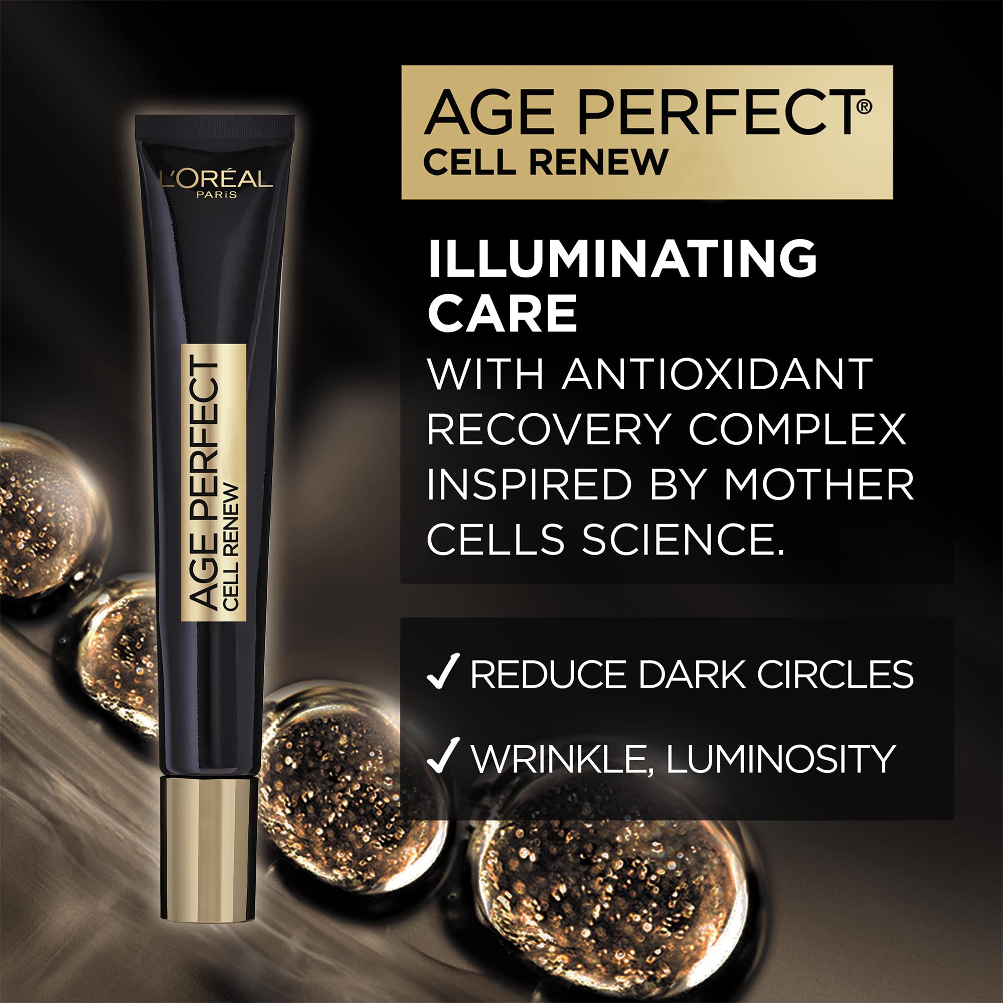 L'Oreal Paris Cell Renew - Crema per gli occhi, perfetta per il recupero anti-ossidante, per occhiaie e borse per gli occhi, 15 ml