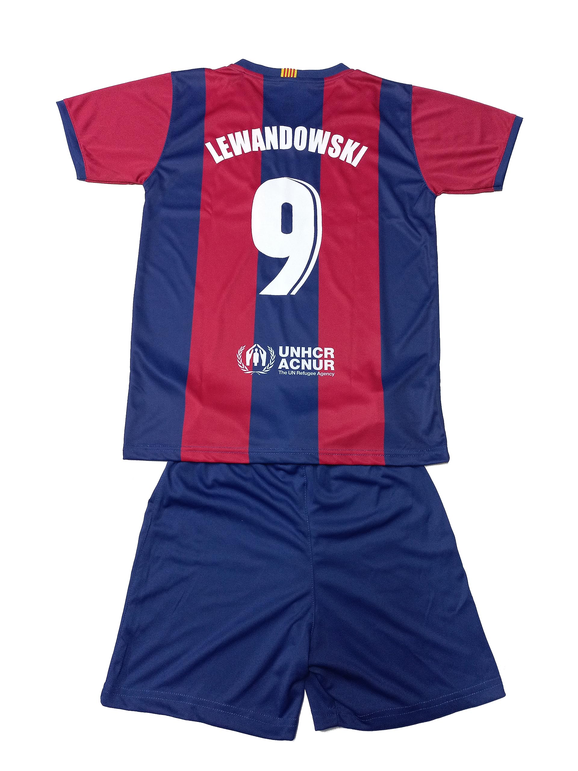 Futbol Club Barcelona Camiseta y Pantalón - Lewandowski 9 - Primera Equipación Temporada 2023/2024 - Réplica Oficial con Liciencia Niño