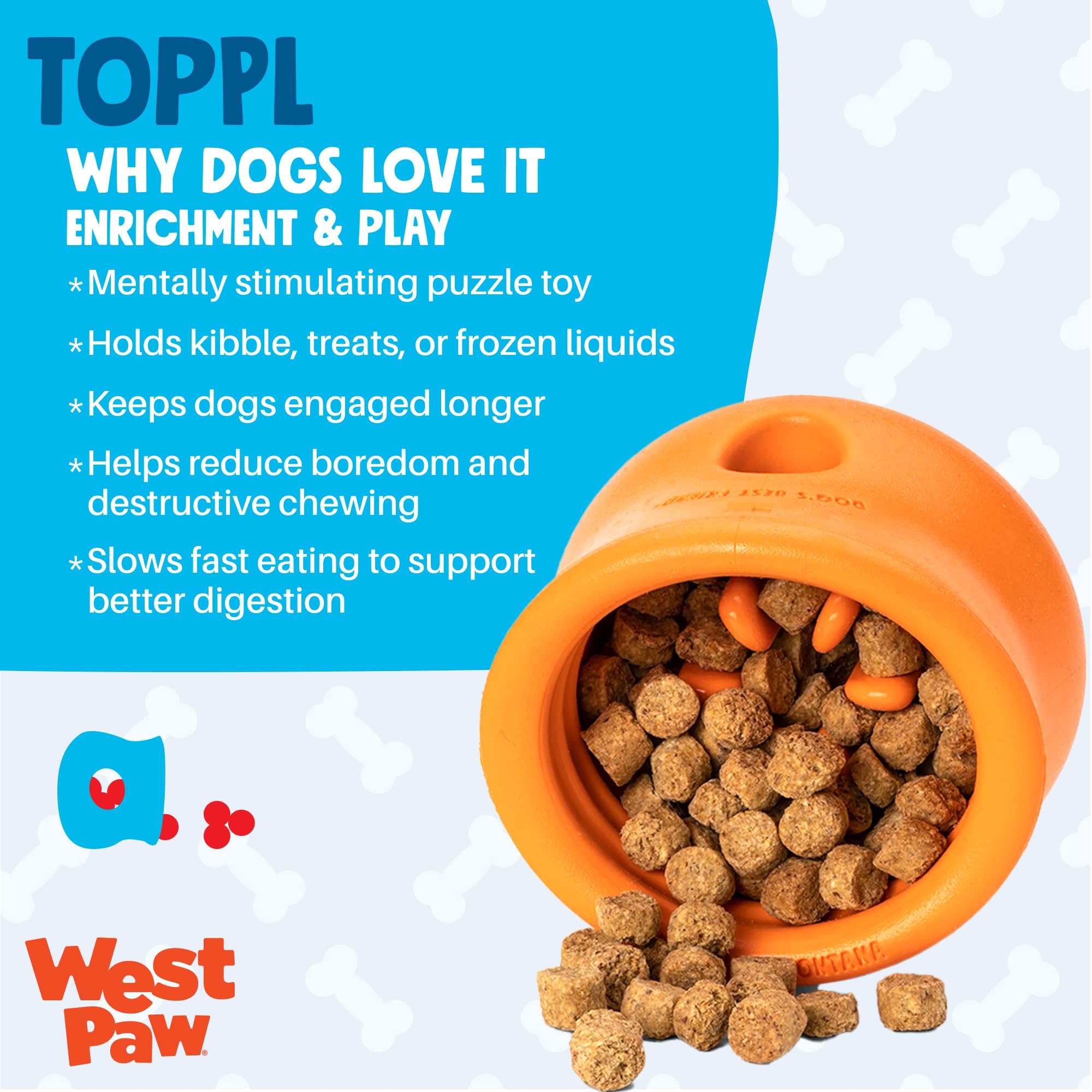 Zogoflex West PAW JUGUETE TOPPL L 10 cm mandarina