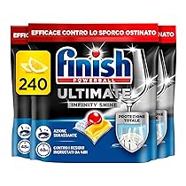 Finish Ultimate Infinity Shine Pastiglie Lavastoviglie, 80 Capsule Lavastoviglie al Limone, Pastiglie per Lavastoviglie contro lo Sporco e i Residui Incrostati (Confezione da 3)